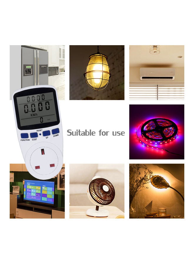 LCD Display Electricity Usage Power Meter Socket White - Image 2
