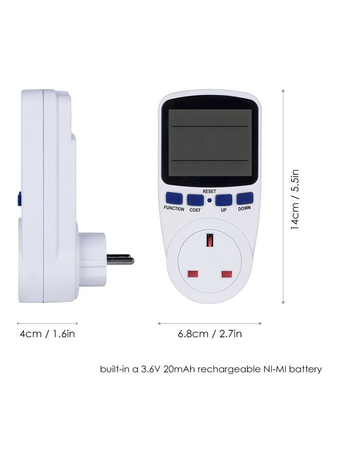 LCD Display Electricity Usage Power Meter Socket White - Image 4