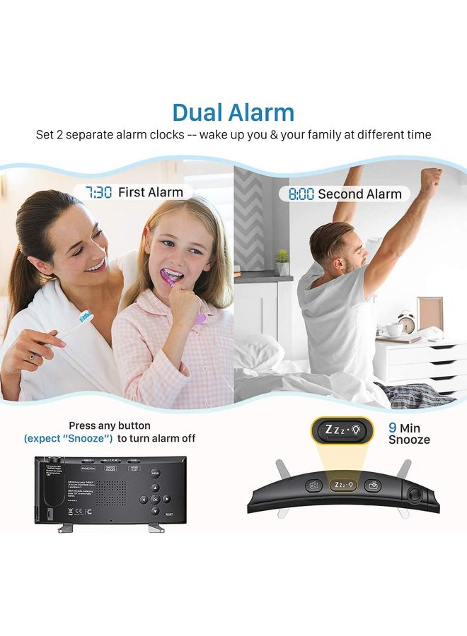 Projection Alarm Clock Black 18.00X5.00X9.60cm - Image 2