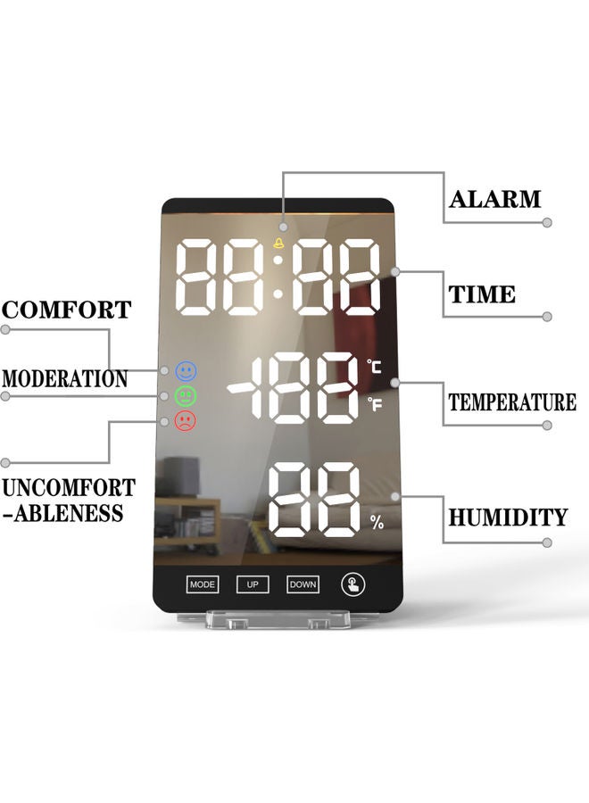 Big LED Display Screen Intelligent Alarm Clock Black 16.00X4.50X9.50cm - Image 2