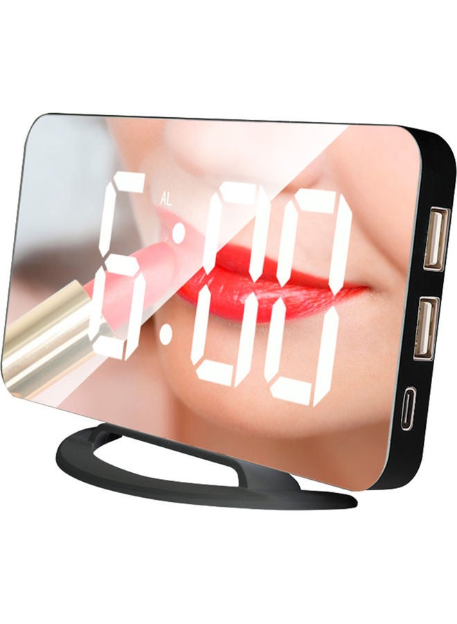 LED Mirror Clock Black