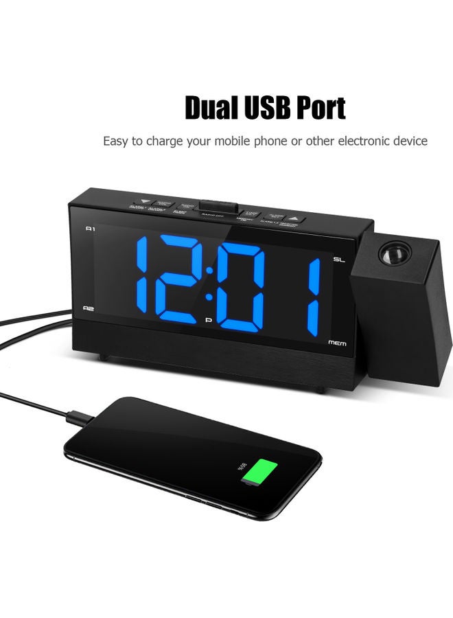 Digital Projection Alarm Clock With Large Screen Black 27.00X4.00X10.20cm - Image 2