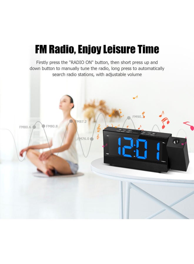 Digital Projection Alarm Clock With Large Screen Black 27.00X4.00X10.20cm - Image 5