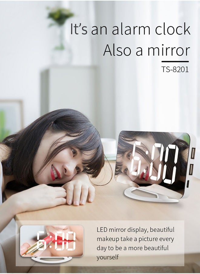 LED Mirror Clock White - Image 5