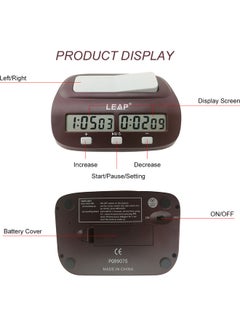 LEAP Digital Chess Timer With Delay And Bouns Brown 17.20x5.90x10.30cm  - Image 5