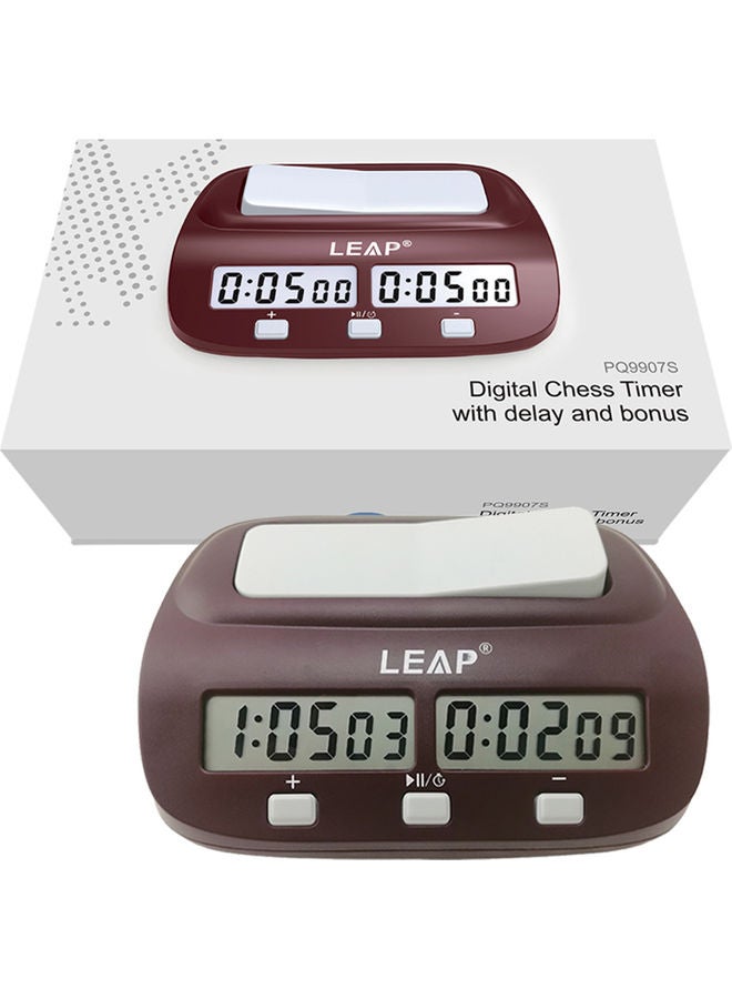 LEAP - Digital Chess Timer With Delay And Bouns Brown 17.20x5.90x10.30cm - Image 1