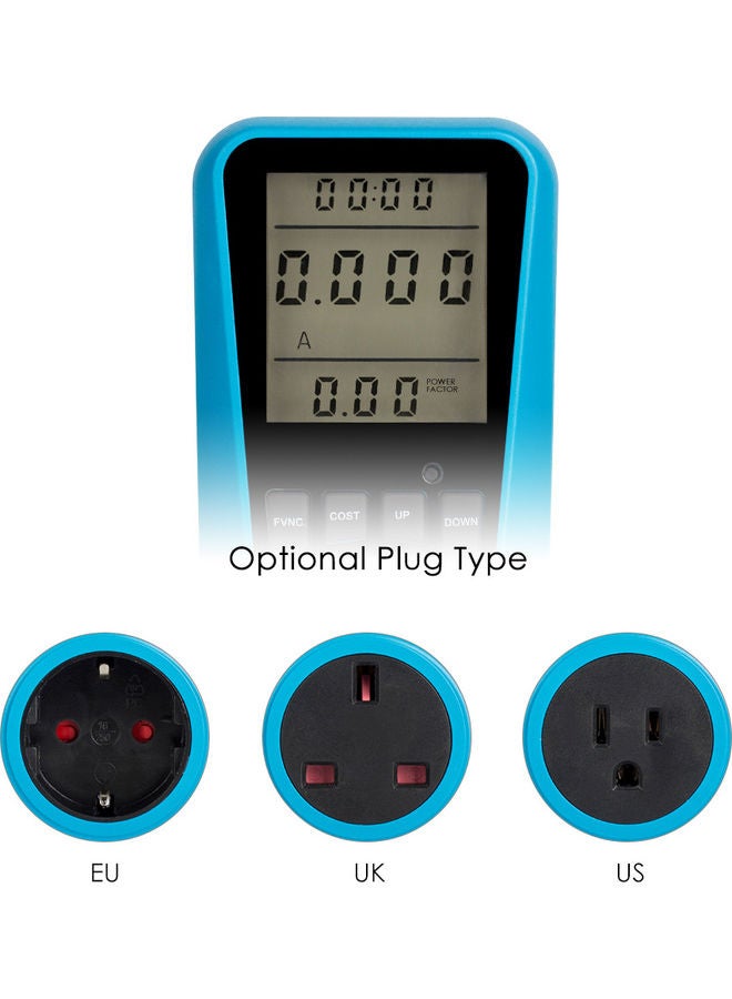 مقبس لقياس الطاقة الكهربائية مزودٌ بشاشة LCD . أزرق/أسود - Image 2