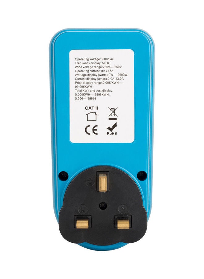 مقبس لقياس الطاقة الكهربائية مزودٌ بشاشة LCD . أزرق/أسود - Image 3