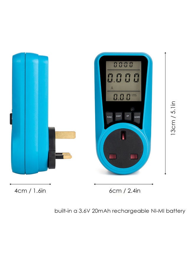 مقبس لقياس الطاقة الكهربائية مزودٌ بشاشة LCD . أزرق/أسود - Image 5