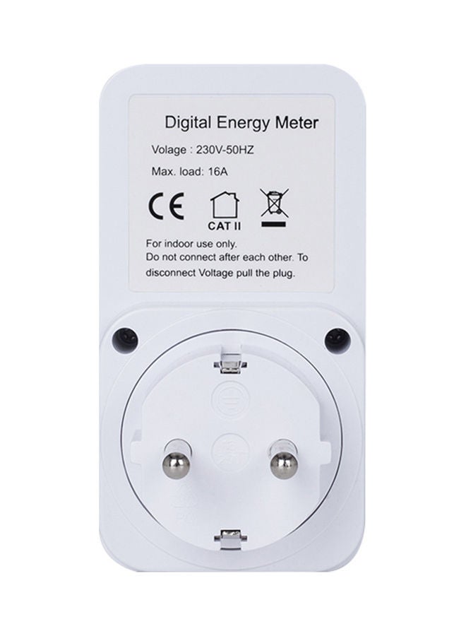 LCD Display Electricity Usage Power Meter Socket White - Image 2