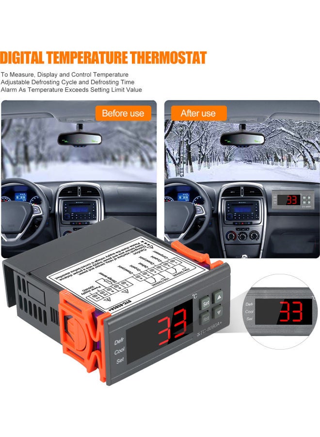 Digital Refrigerator Thermostat with NTC Sensor Grey