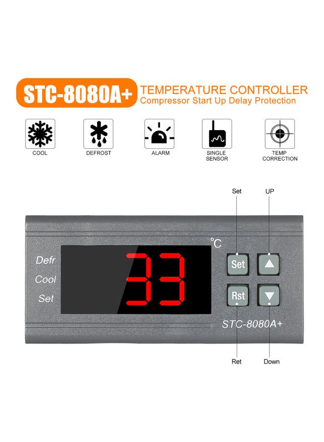 Digital Refrigerator Thermostat with NTC Sensor Grey