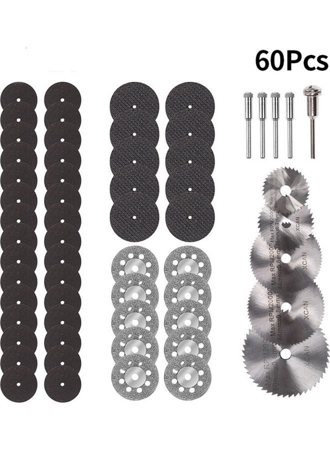 60-Piece Diamond Cutting Wheels Set Silver - Image 1