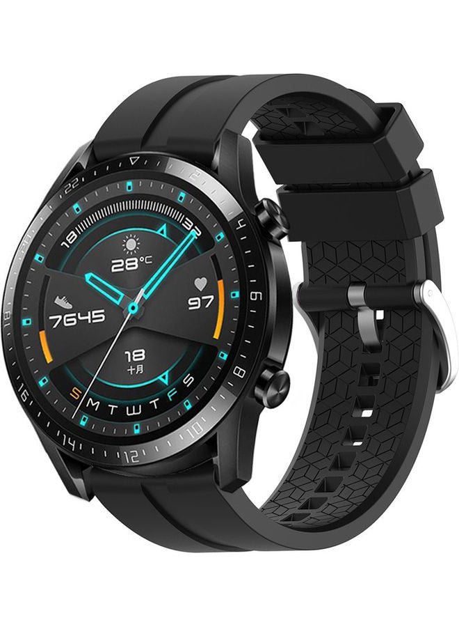 سوار ساعة بديل من السيليكون الناعم لساعة هواوي GT2 مقاس 22 مم لون أسود - Image 2