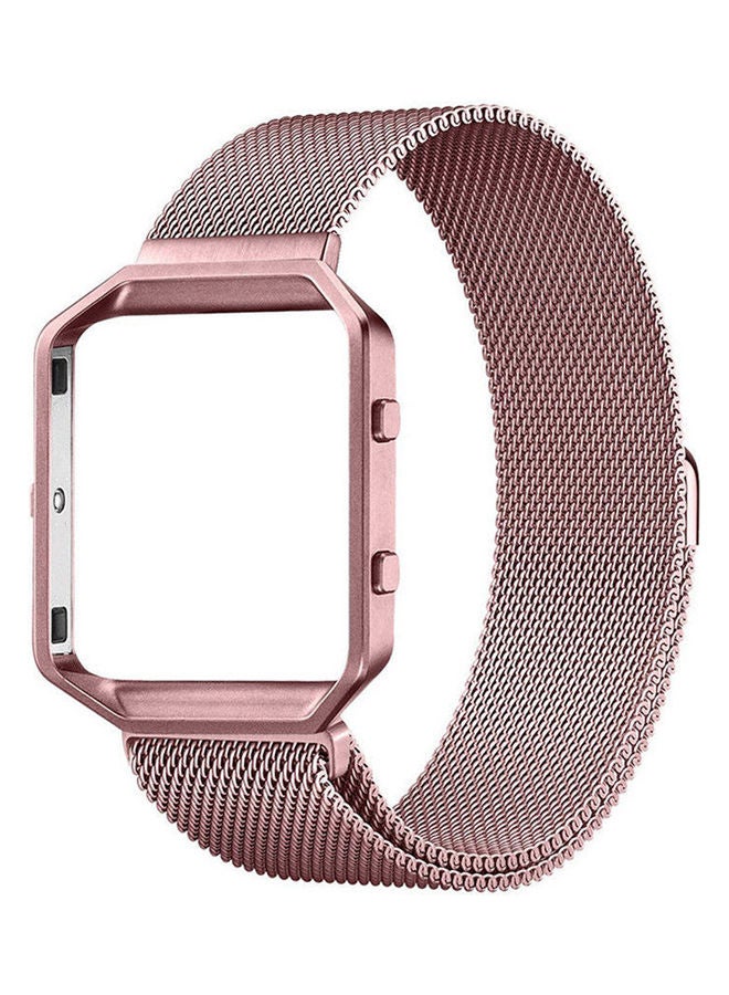 Magnetic Loop Stainless Steel Strap with Frame Replacement For Fitbit Blaze Rose Gold