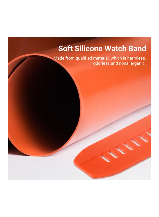 Silicone Replacement Watch Strap For Traditional/Smart Watch 22mm Orange - Image 3