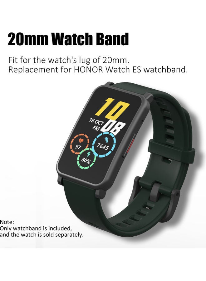 Soft Silicone Watch Strap Replacement For Honor Watch ES-20mm Dark Green - Image 3
