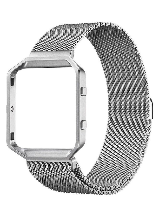 Magnetic Stainless Steel Strap with Frame Replacement For Fitbit Blaze Tracker Silver