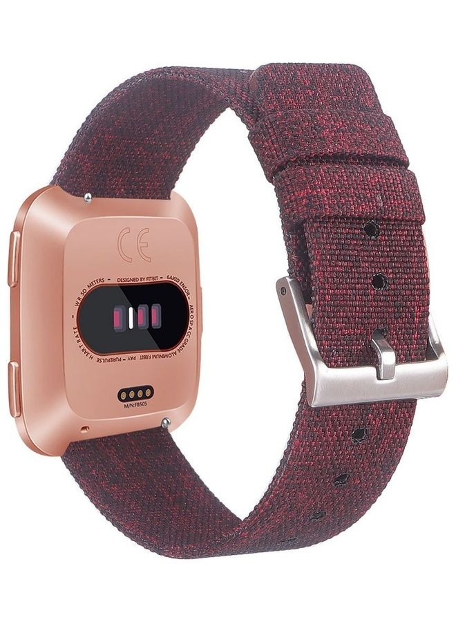 Canvas Plaid Wrist Strap Replacement For Fitbit Versa Fitness Smart Watch Coffee Brown - Image 3