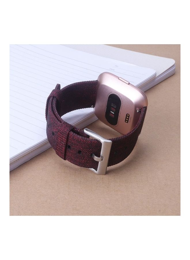 Canvas Plaid Wrist Strap Replacement For Fitbit Versa Fitness Smart Watch Coffee Brown - Image 4