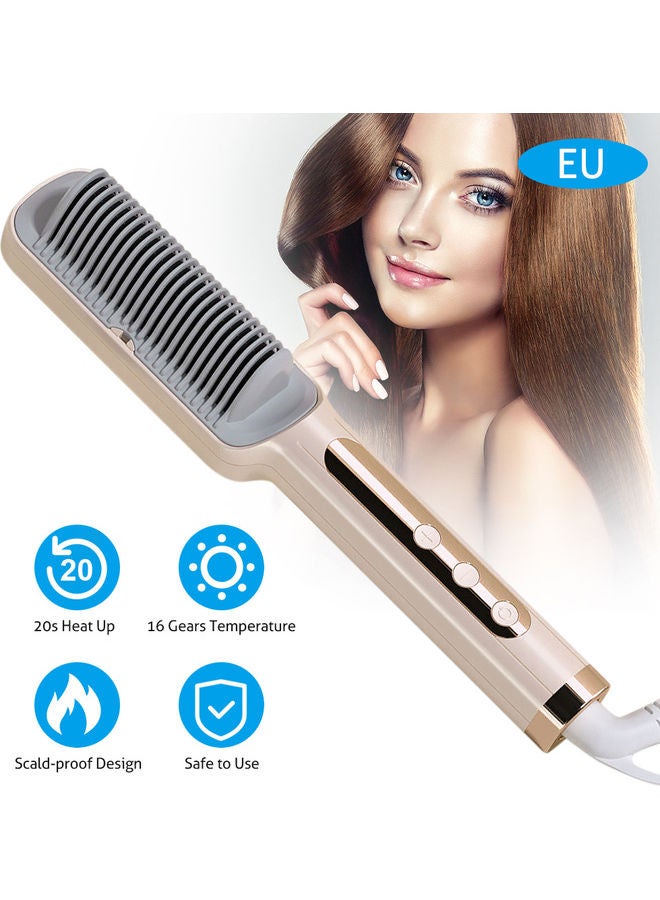 Generic Portable Hair Ionic Electric Ceramic Straightening Comb Gold/Grey  - Image 2