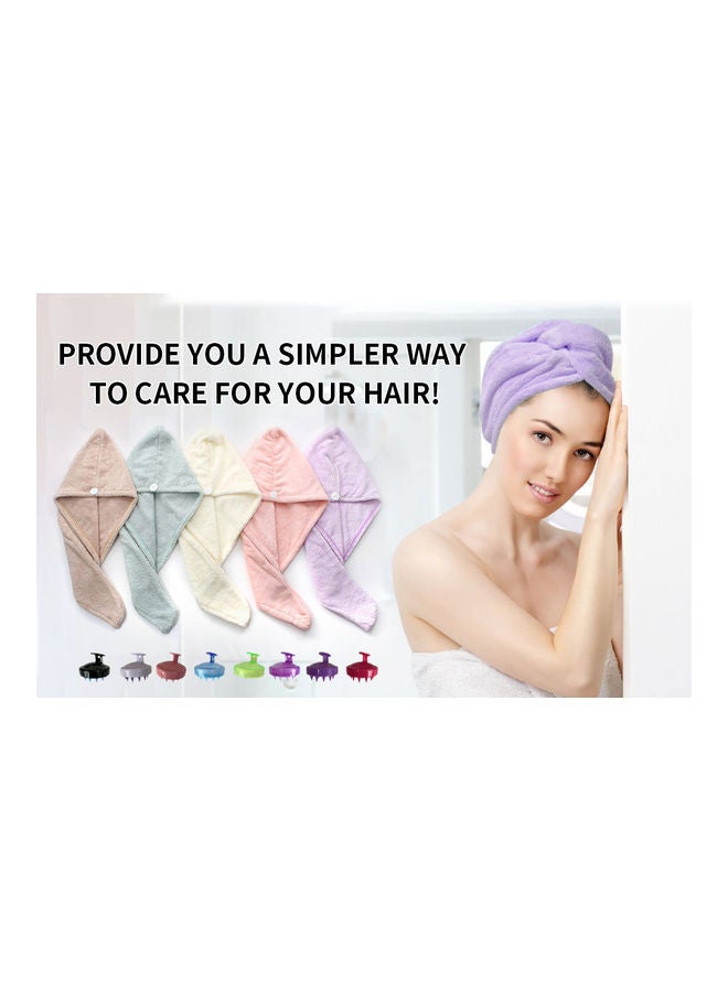 Generic 3-Piece Hair Washing Set with 2 Hair Towel Wraps Multicolour - Image 2