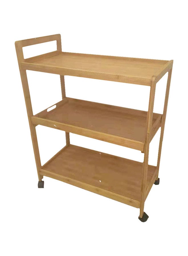 LINGWEI Kitchen Storage Rack With Wheels Beige 76x58x30cm - Image 1