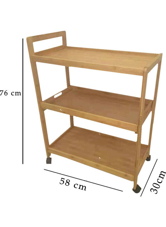 LINGWEI Kitchen Storage Rack With Wheels Beige 76x58x30cm - Image 2