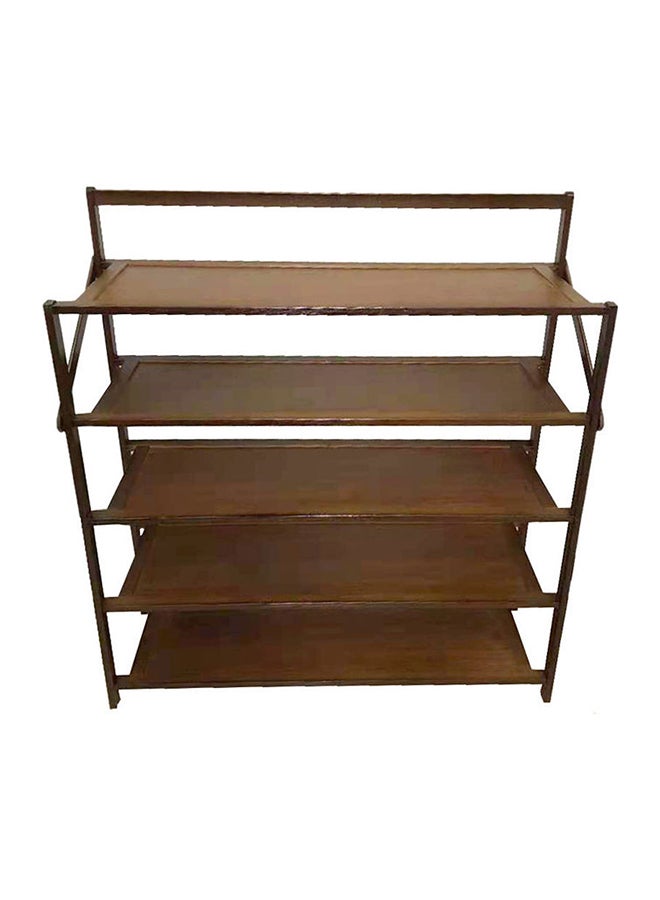 LINGWEI - 5 Tier Foldable Wooden Shoes Rack Brown - Image 1