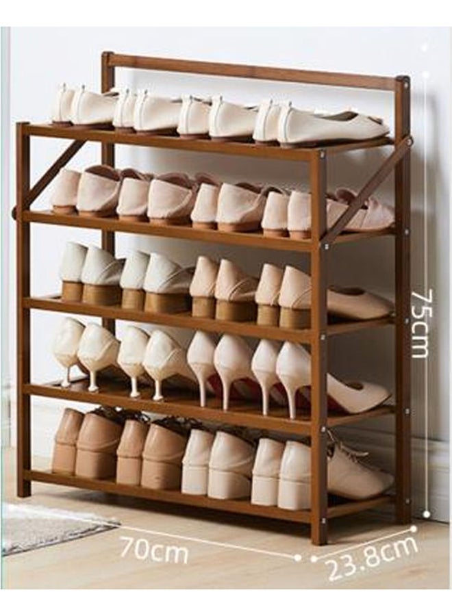 LINGWEI - 5 Tier Foldable Wooden Shoes Rack Brown - Image 1
