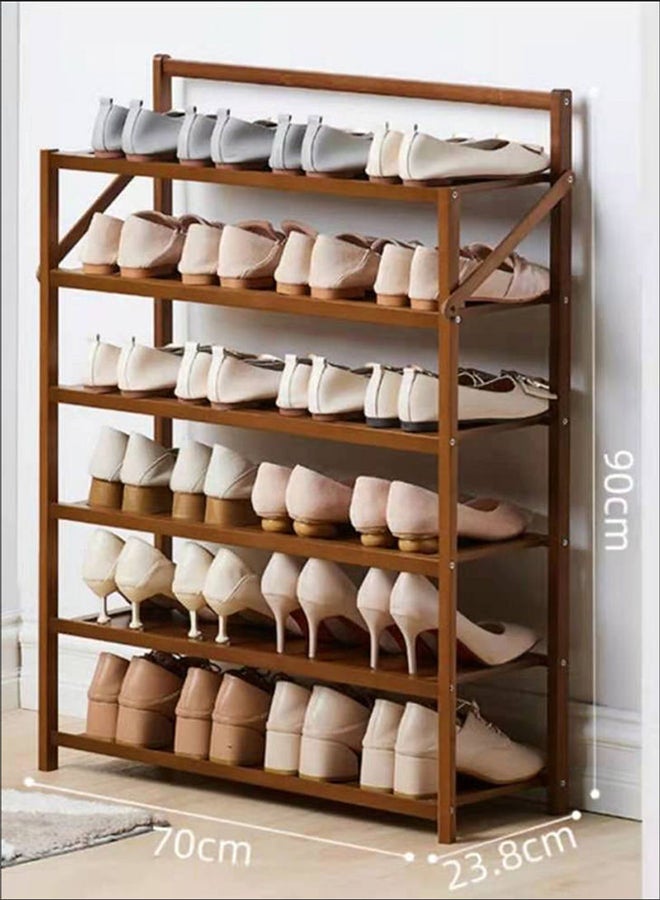 LINGWEI - 6-Tier Wooden Shoes Rack Brown - Image 1
