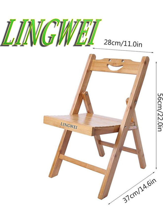 LINGWEI Bamboo Wooden Folding Chair Beige  - Image 2