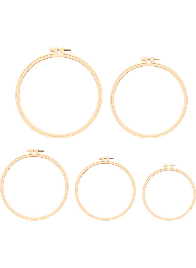 5-PIece Embroidery Floss Hoops Set Beige  - Image 1