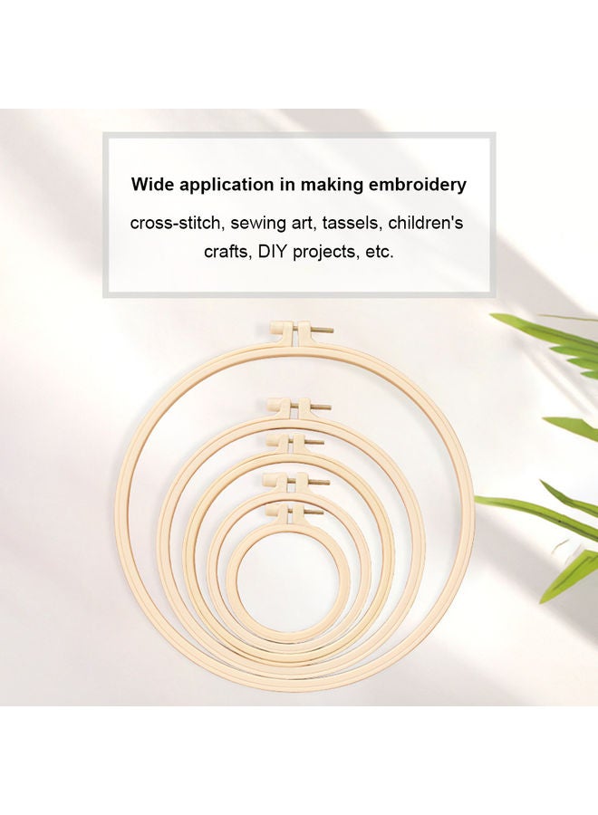 5-PIece Embroidery Floss Hoops Set Beige  - Image 4