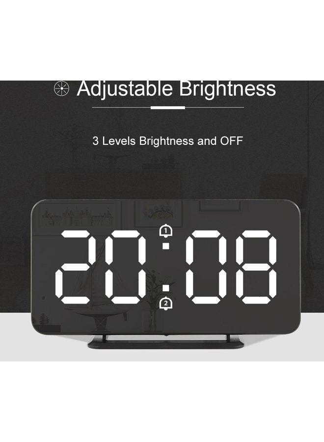 ساعة منبه رقمية بإضاءة LED بسطح مرآة أسود 15.1x7.5x1.2سم - Image 2