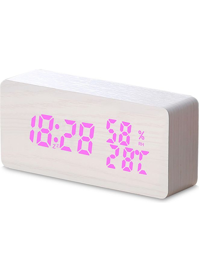 ساعة منبه خشبية بضوء LED أبيض 28.00 x 8.00 x 13.00سم - Image 1