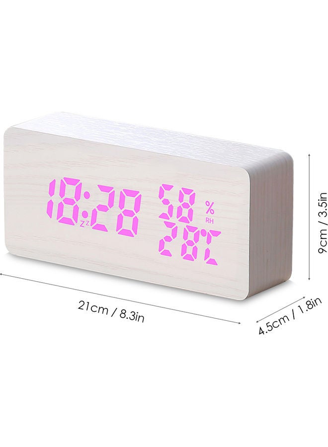 ساعة منبه خشبية بضوء LED أبيض 28.00 x 8.00 x 13.00سم - Image 2