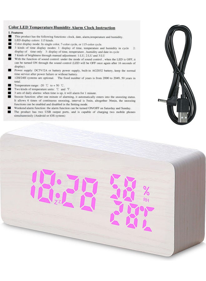 ساعة منبه خشبية بضوء LED أبيض 28.00 x 8.00 x 13.00سم - Image 5