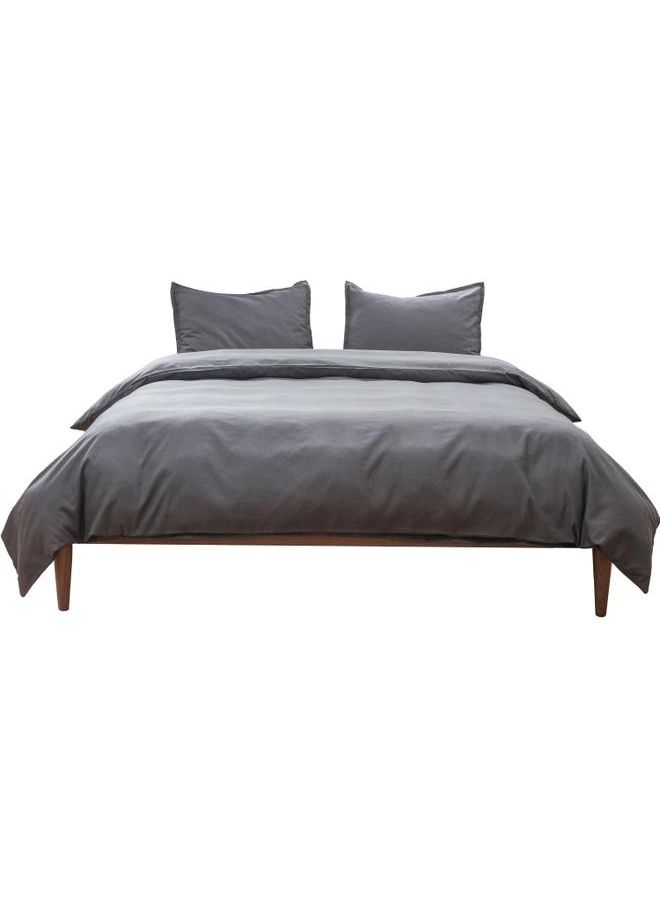 طقم  لحاف وغطاء وسادة ناعم وجيد التهوية مكون من 3 قطع microfiber رمادي 31.00x4.50x25.00سم - Image 1