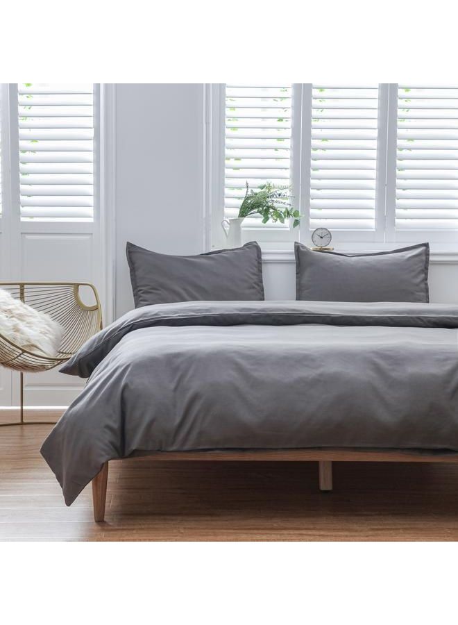 طقم  لحاف وغطاء وسادة ناعم وجيد التهوية مكون من 3 قطع microfiber رمادي 31.00x4.50x25.00سم - Image 2