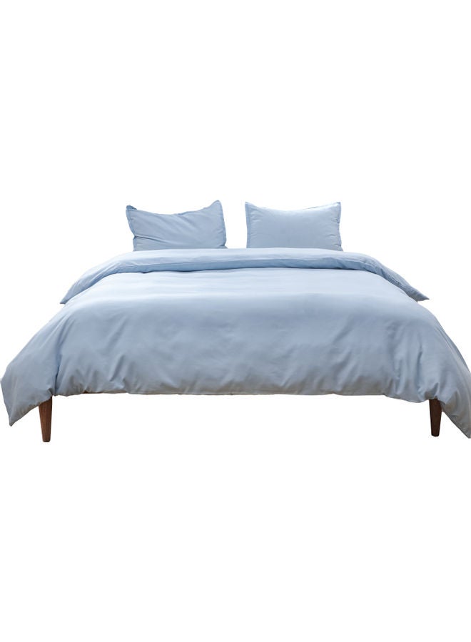 3-Piece Breathable Quilt Cover And Pillowcase Set microfiber Blue 31x7x25cm  - Image 1