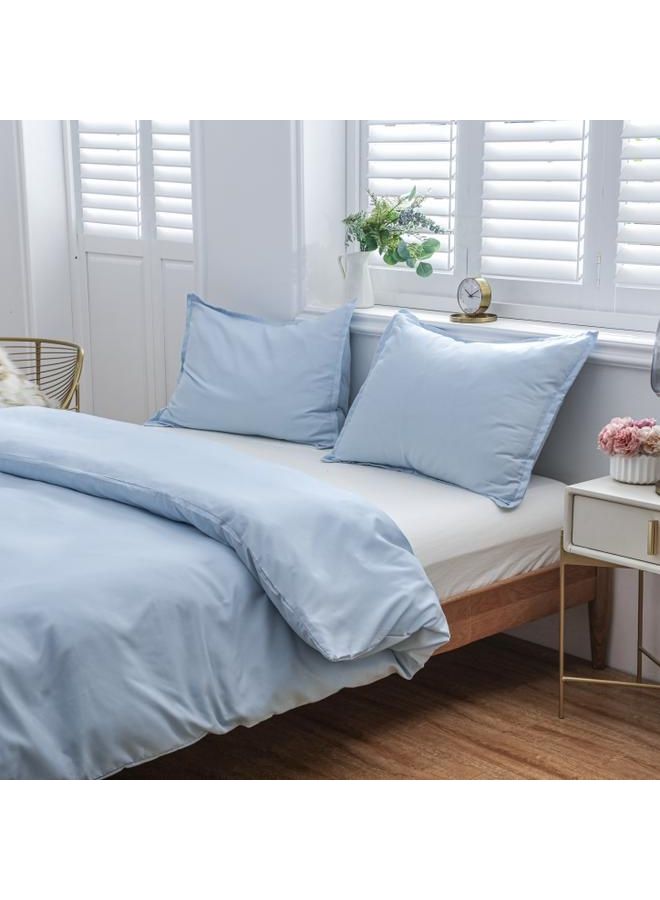 3-Piece Breathable Quilt Cover And Pillowcase Set microfiber Blue 31x7x25cm  - Image 3