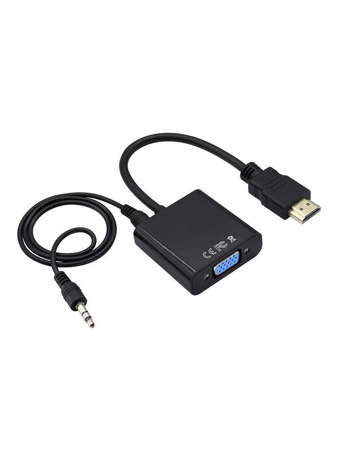1080P HDMI To VGA Audio Adapter Cable Black - Image 1