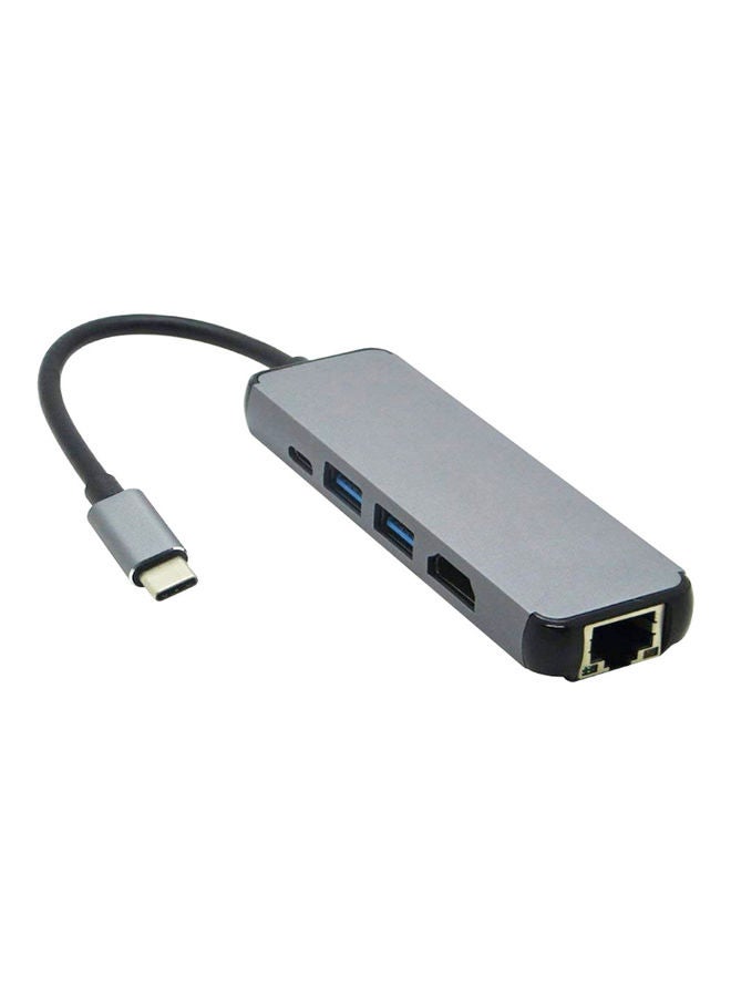 5 In 1 Type C To 4K HDMI USB Charging Hub Adapter Multicolour - Image 4