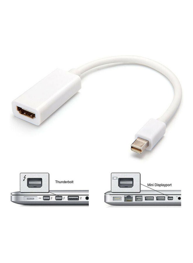 Generic - Thunder-Bolt Mini DisplayPort DP To HDMI Cable Adapter White - Image 1