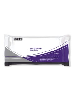 Medipal Pack Of 8 Skin Cleansing Wash Cloths White 