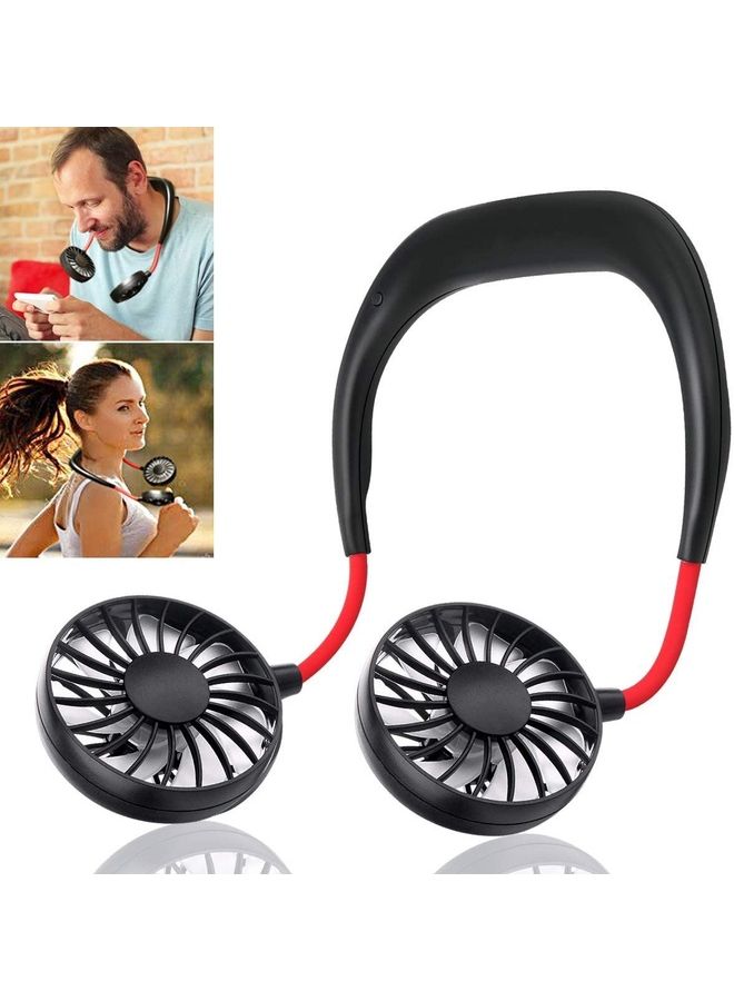 مروحة صغيرة محمولة قابلة للشحن بمنفذ USB HINL00698 أسود/ أحمر - Image 1