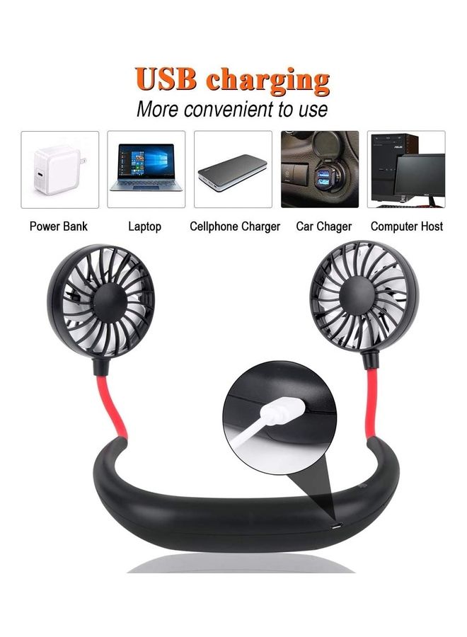 مروحة صغيرة محمولة قابلة للشحن بمنفذ USB HINL00698 أسود/ أحمر - Image 2