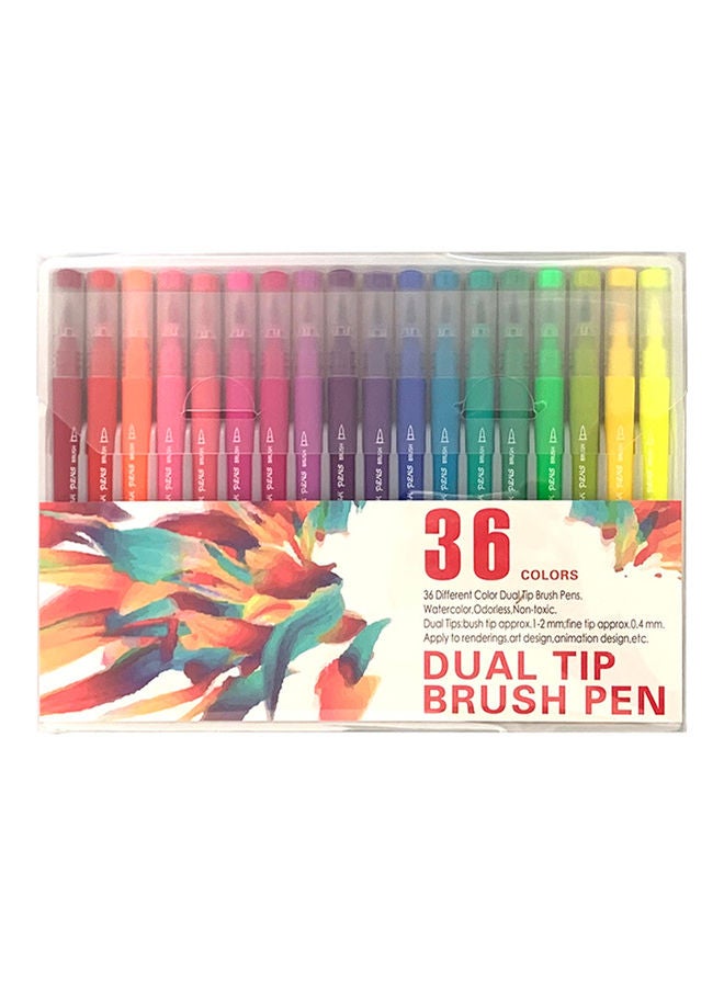 Generic 36-Piece Dual Tip Brush Pens Multicolour  - Image 1