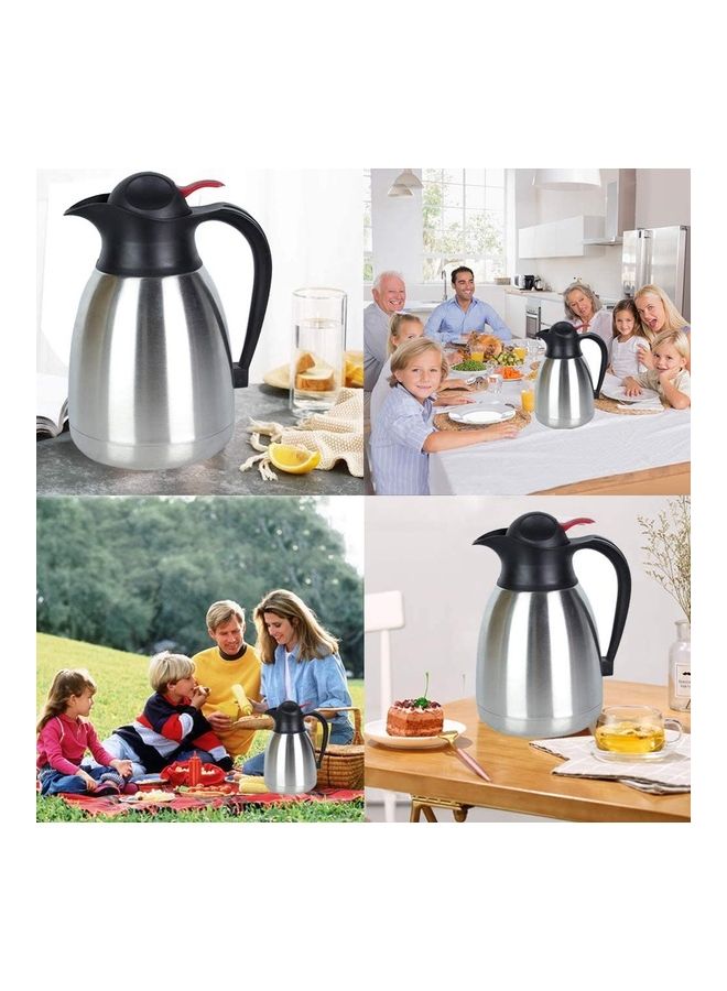 XiuWoo Thermal Coffee Jug With Lid Silver/Black - Image 4